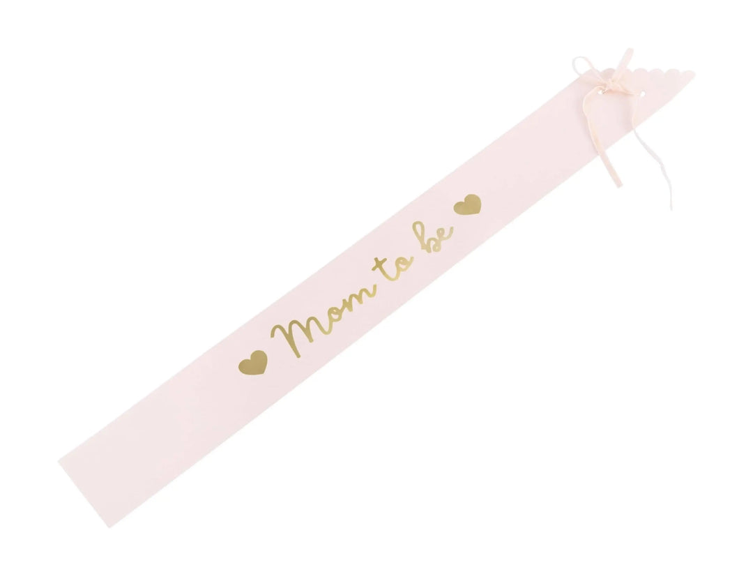 Mom To Be Sash - Pale Pink Baby Shower Ribbon - Light Pink Mother-To-Be - Mum To Be - Elegant Gender Announcement Accessory - Jolie Fete UK