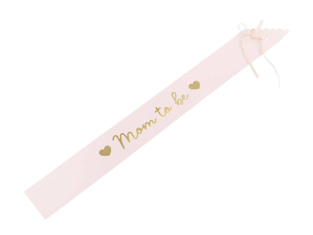Mom To Be Sash - Pale Pink Baby Shower Ribbon - Light Pink Mother-To-Be - Mum To Be - Elegant Gender Announcement Accessory - Jolie Fete UK