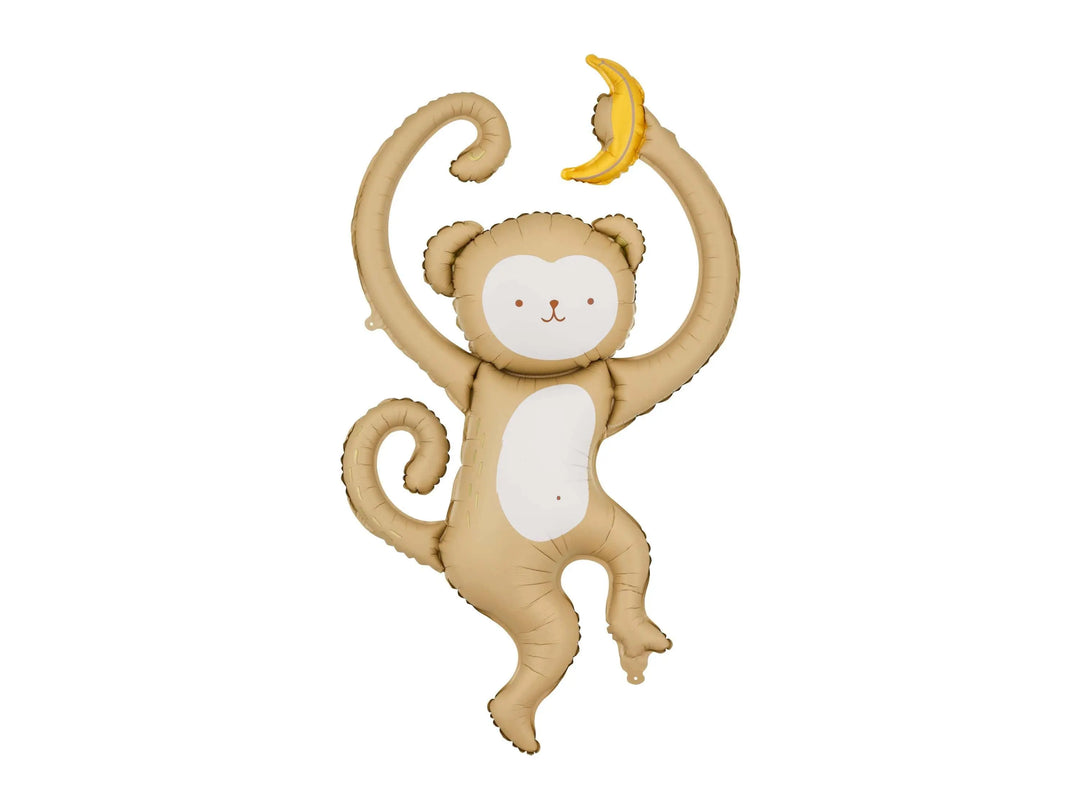 Monkey Balloon - Large Foil Balloon - Safari Birthday Decor - Jungle Animal Balloons - Wild One Party - Kids Party Balloon - Air Fill Only - Jolie Fete UK