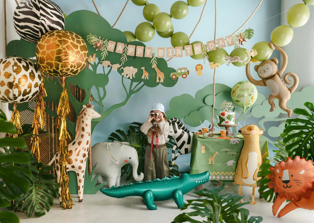 Monkey Balloon - Large Foil Balloon - Safari Birthday Decor - Jungle Animal Balloons - Wild One Party - Kids Party Balloon - Air Fill Only - Jolie Fete UK