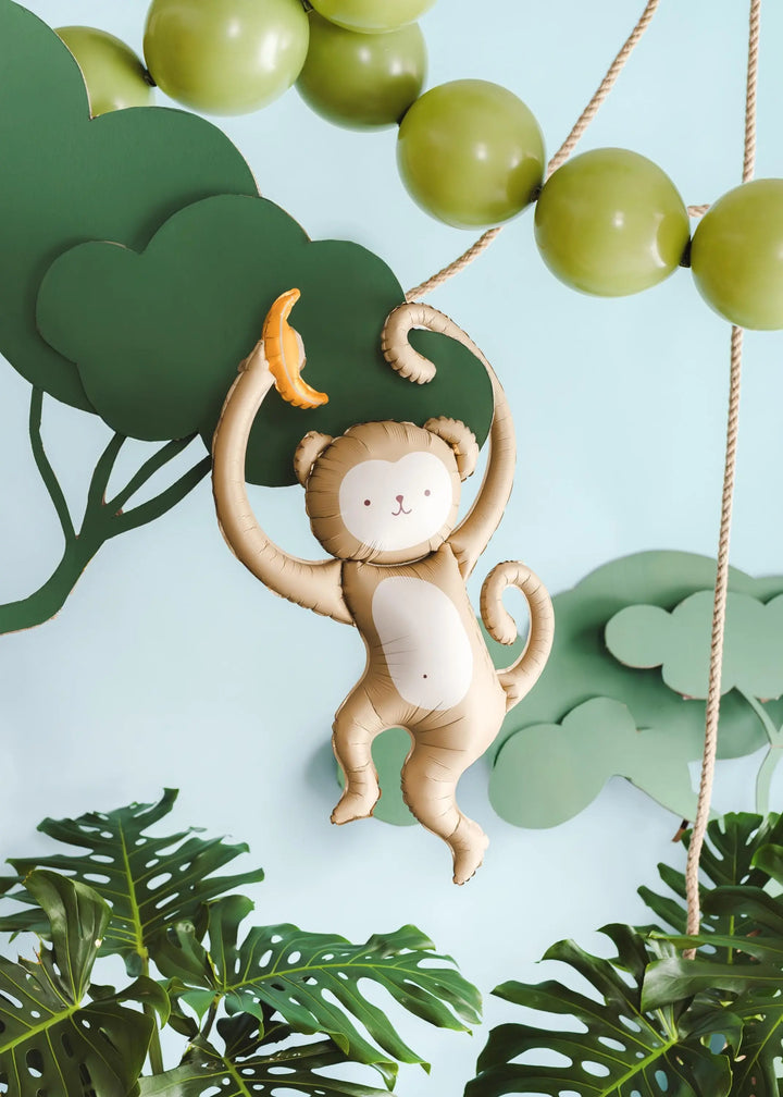 Monkey Balloon - Large Foil Balloon - Safari Birthday Decor - Jungle Animal Balloons - Wild One Party - Kids Party Balloon - Air Fill Only - Jolie Fete UK