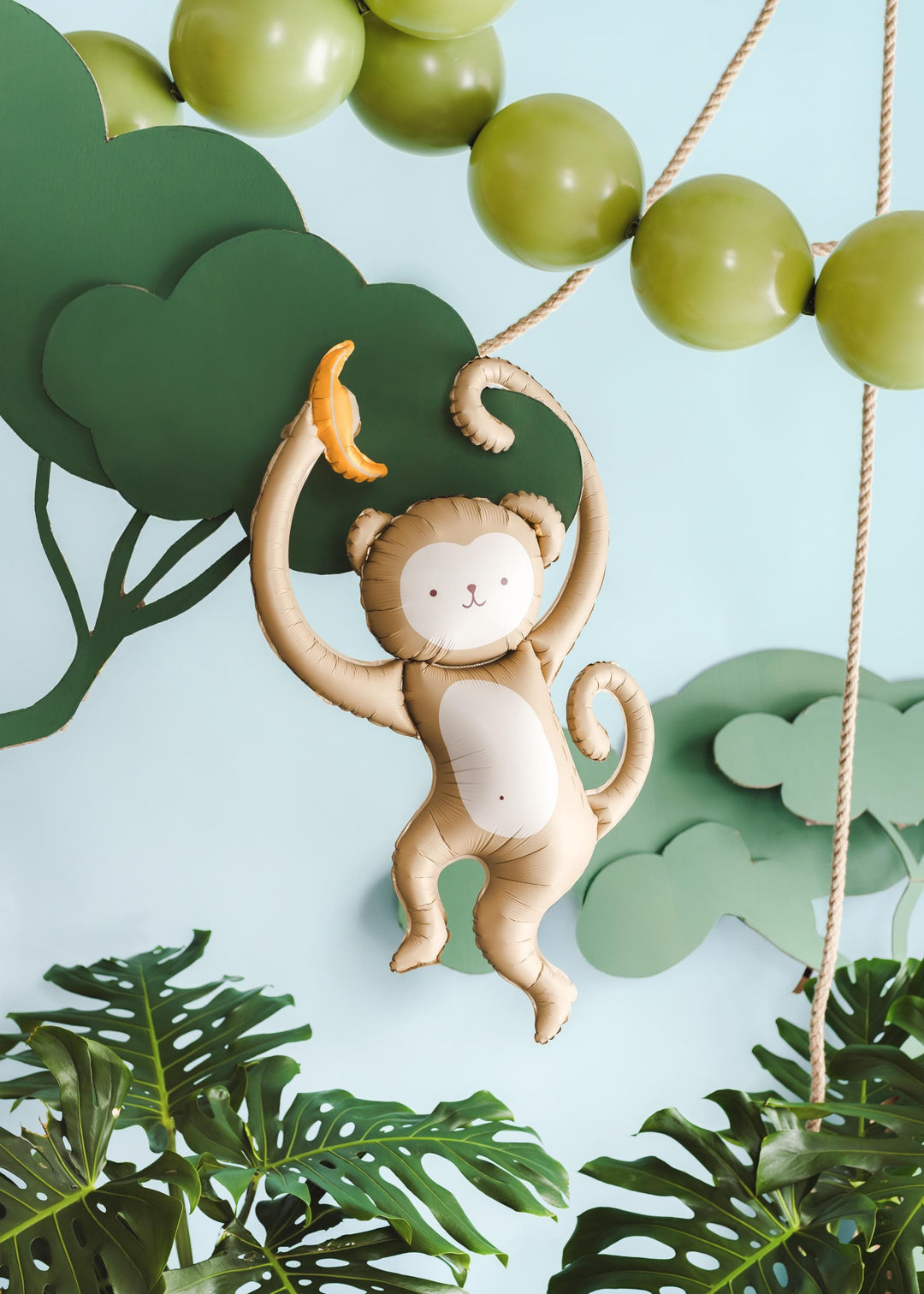 Monkey Balloon - Large Foil Balloon - Safari Birthday Decor - Jungle Animal Balloons - Wild One Party - Kids Party Balloon - Air Fill Only - Jolie Fete UK