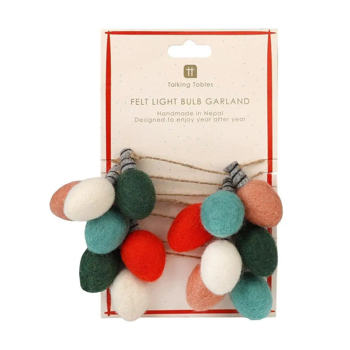 Multicoloured Felt Lightbulb Christmas Bunting - Handmade Christmas Garland - Christmas Tree Decor - Christmas Decorations - Holiday Decor - Jolie Fete UK