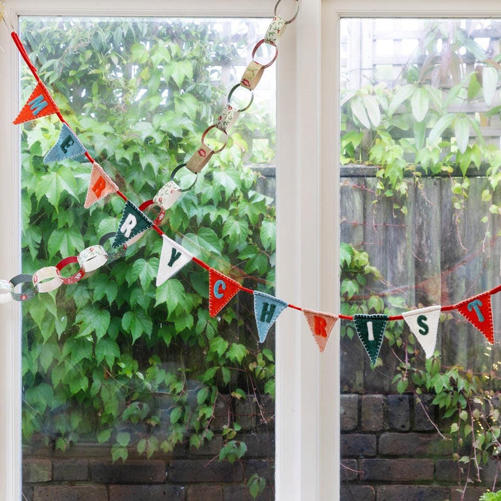 Multicoloured Felt Merry Christmas Bunting - Handmade Christmas Garland - Merry Christmas Banner - Christmas Decorations - Holiday Decor - Jolie Fete UK