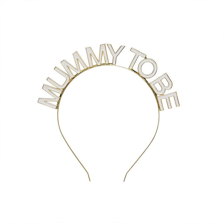 Mummy To Be Headband - Neutral Baby Shower Crown - Gold and White Enamel Headpiece - Gender Neutral Accessories - A Little Dream Collection - Jolie Fete UK