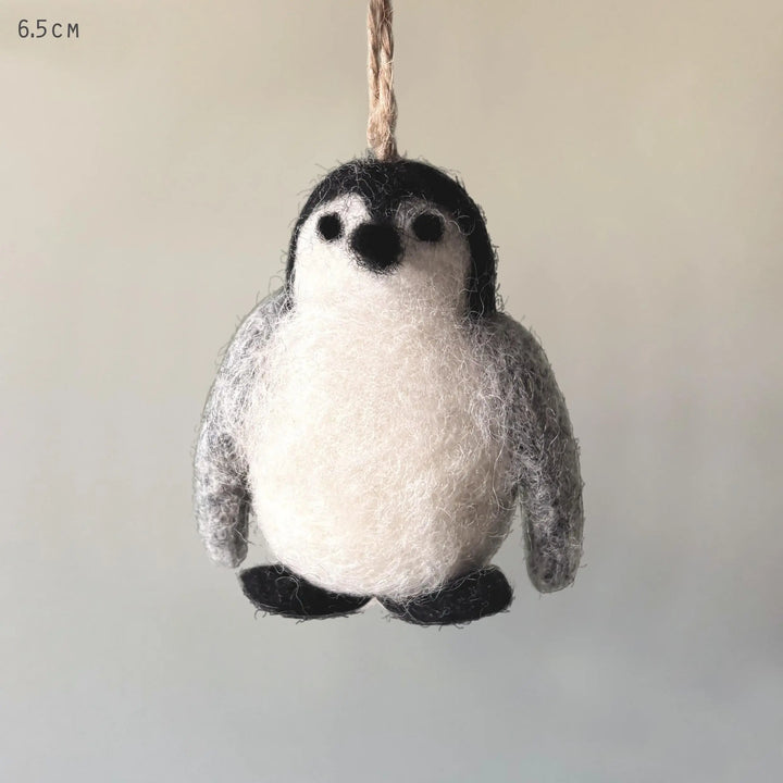 Needle Felted Christmas Penguin - Wool Penguin Tree Decoration - Christmas Tree Decorations - Black & White Wool Felt Penguin - Jolie Fete UK