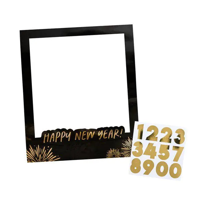 New Year's Eve Photo Booth Frame - Customisable NYE Photo Prop - Gold Stickers Included - Countdown Party Decoration - Hootyballoo - Jolie Fete UK