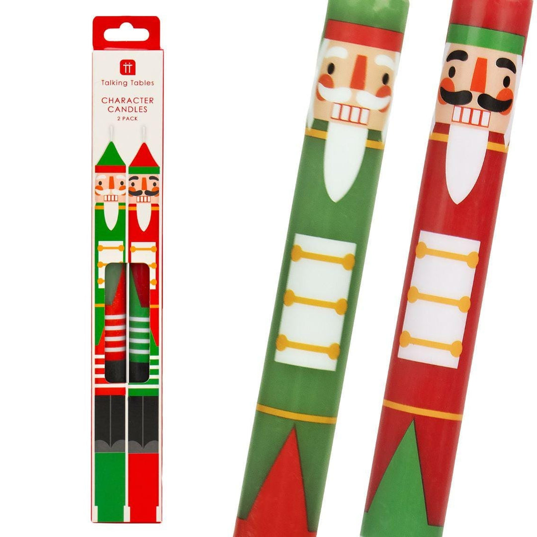 Nutcracker Christmas Dinner Candles - Red & Green Christmas Table Candles -Christmas Decorations -Christmas Gifts-Stocking Fillers-Pack Of 2 - Jolie Fete UK