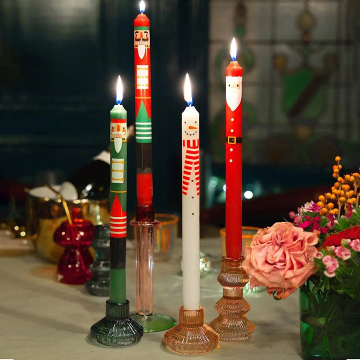 Nutcracker Red & Green Christmas Dinner Candles - Pack Of 2