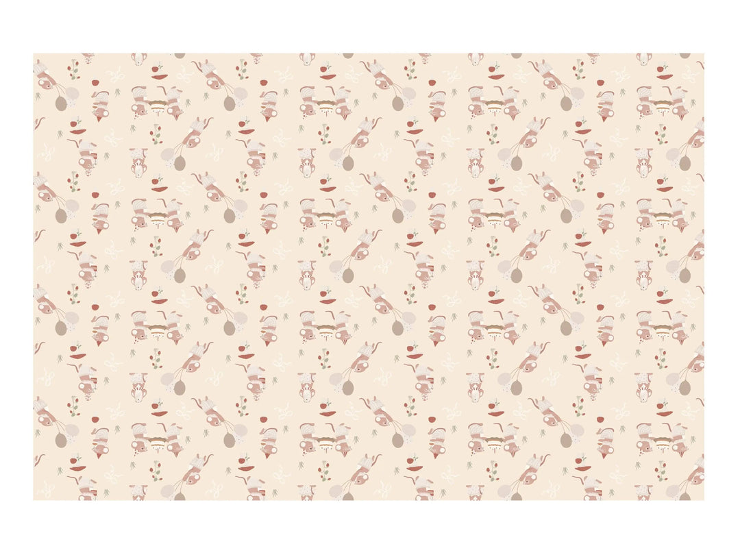 Mouse Paper Table Cover - One Little Mouse 1st Birthday Party Tablecloth - Mice Party Table Decorations - Neutral Table Decor - 180x120cm - Jolie Fete UK