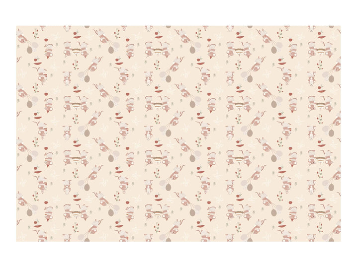 Mouse Paper Table Cover - One Little Mouse 1st Birthday Party Tablecloth - Mice Party Table Decorations - Neutral Table Decor - 180x120cm - Jolie Fete UK