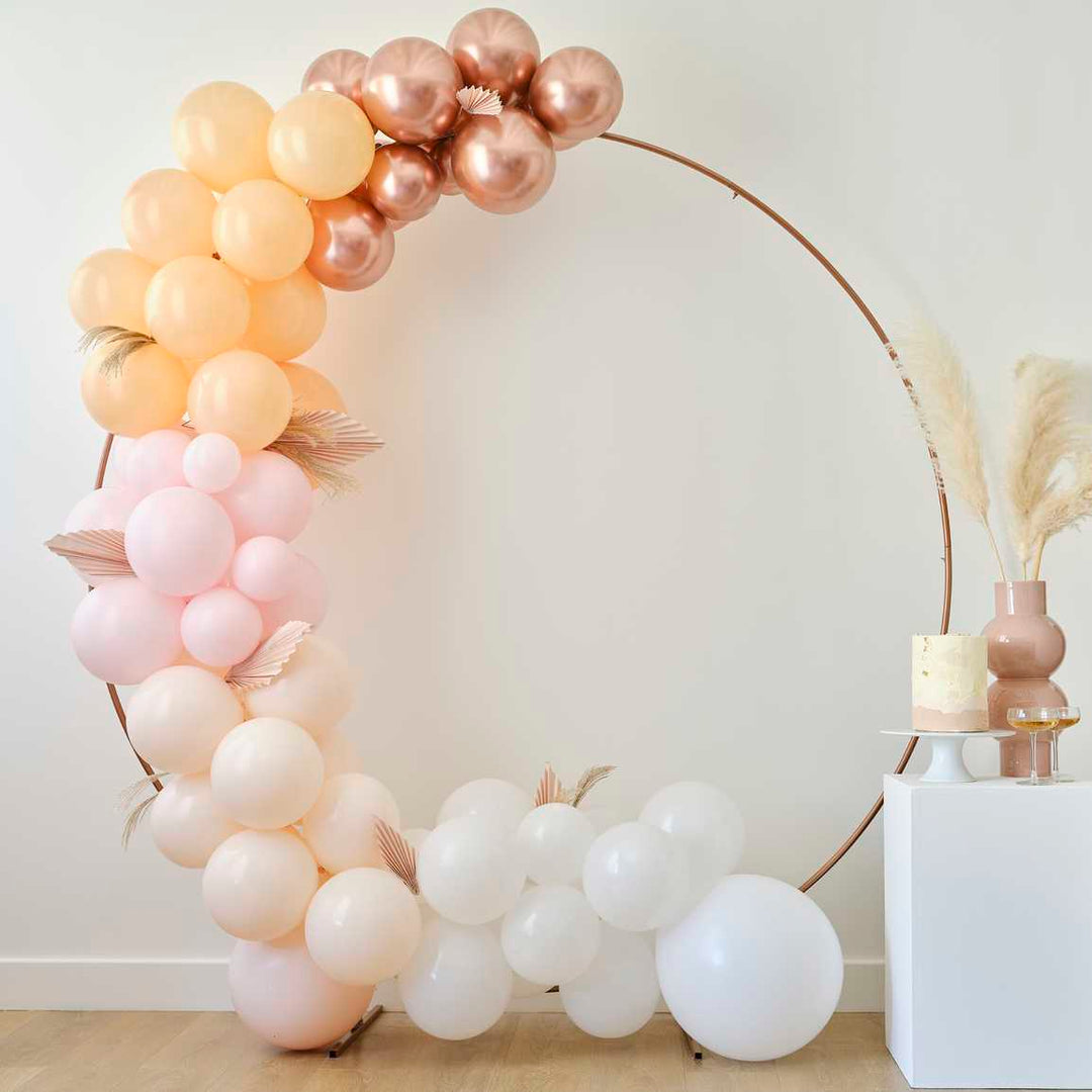 Pampas, White, Peach and Rose Gold Balloon Arch Kit Ginger Ray