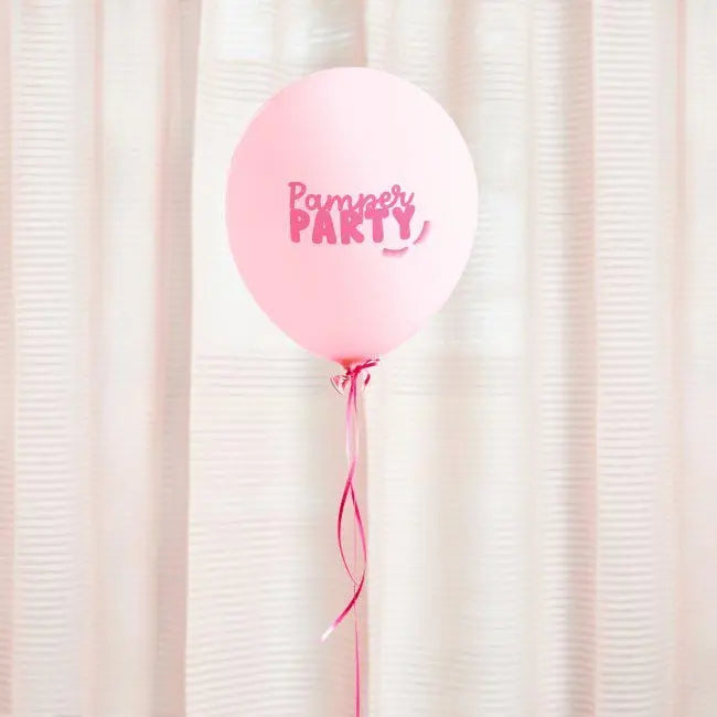 Pamper Party Balloons - Pink Latex Balloons - 12 Inch Spa Party Decorations - Pamper Night Balloons - Girls Birthday Decor - Pack of 5 - Jolie Fete UK