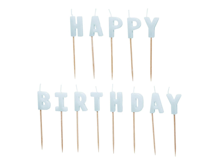 Pastel Blue Happy Birthday Cake Candles - Baby Blue Cake Decorations - Light Blue Birthday Party Decor - Jolie Fete UK