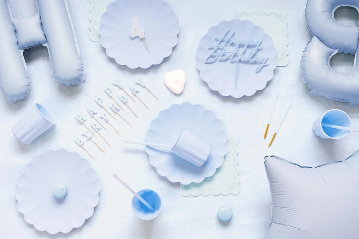 Pastel Blue Napkins - Baby Blue Party Paper Napkins - Light Blue Birthday Party Tableware - Scallop Edge Design - Pack Of 12 - Jolie Fete UK