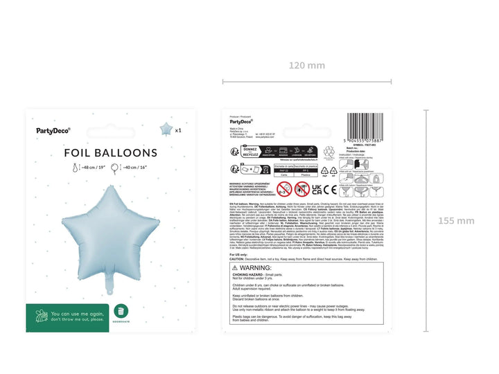 Pastel Blue Star Balloon - Star Shaped Foil Balloon - Light Blue Balloon - Pale Blue Birthday Party Decor - Baby Shower Balloon - Jolie Fete UK