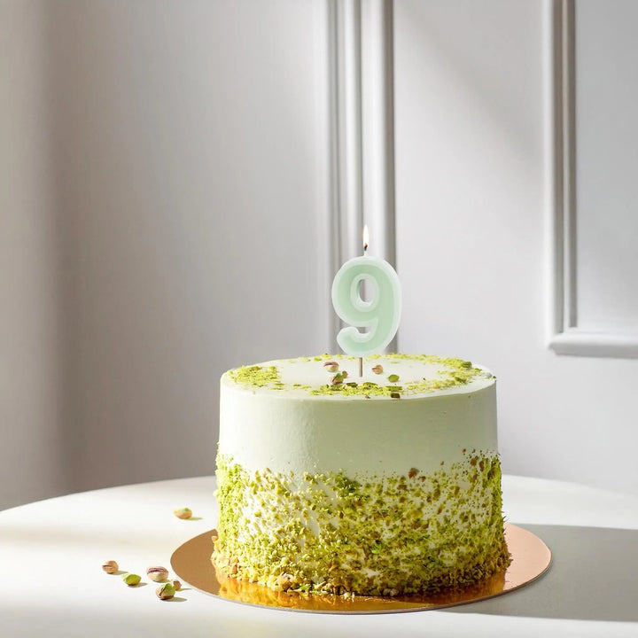 Pastel Green 9 Birthday Cake Candle - Mint Green Cake Decoration - Light Green Birthday Party Decor - 9th / 90th Birthday Candle - Jolie Fete UK