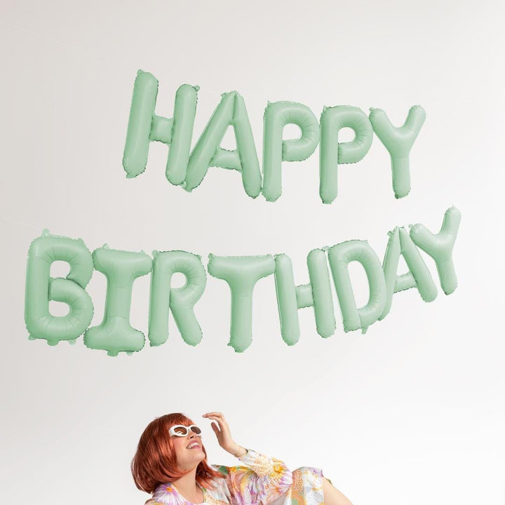 Pastel Green Happy Birthday Balloons - Mint Green Balloon - Light Green Birthday Party Decor - Jolie Fete UK