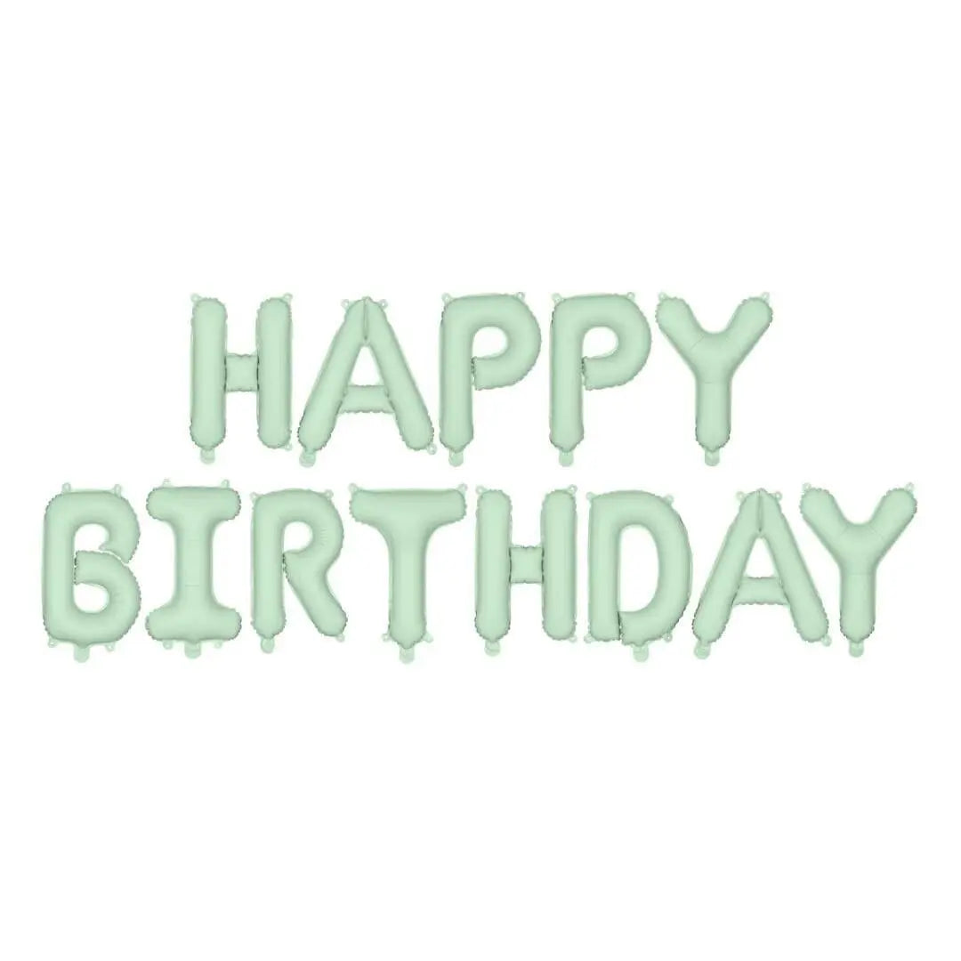 Pastel Green Happy Birthday Balloons - Mint Green Balloon - Light Green Birthday Party Decor - Jolie Fete UK
