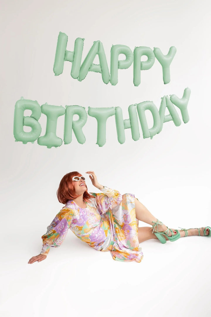 Pastel Green Happy Birthday Balloons - Mint Green Balloon - Light Green Birthday Party Decor - Jolie Fete UK