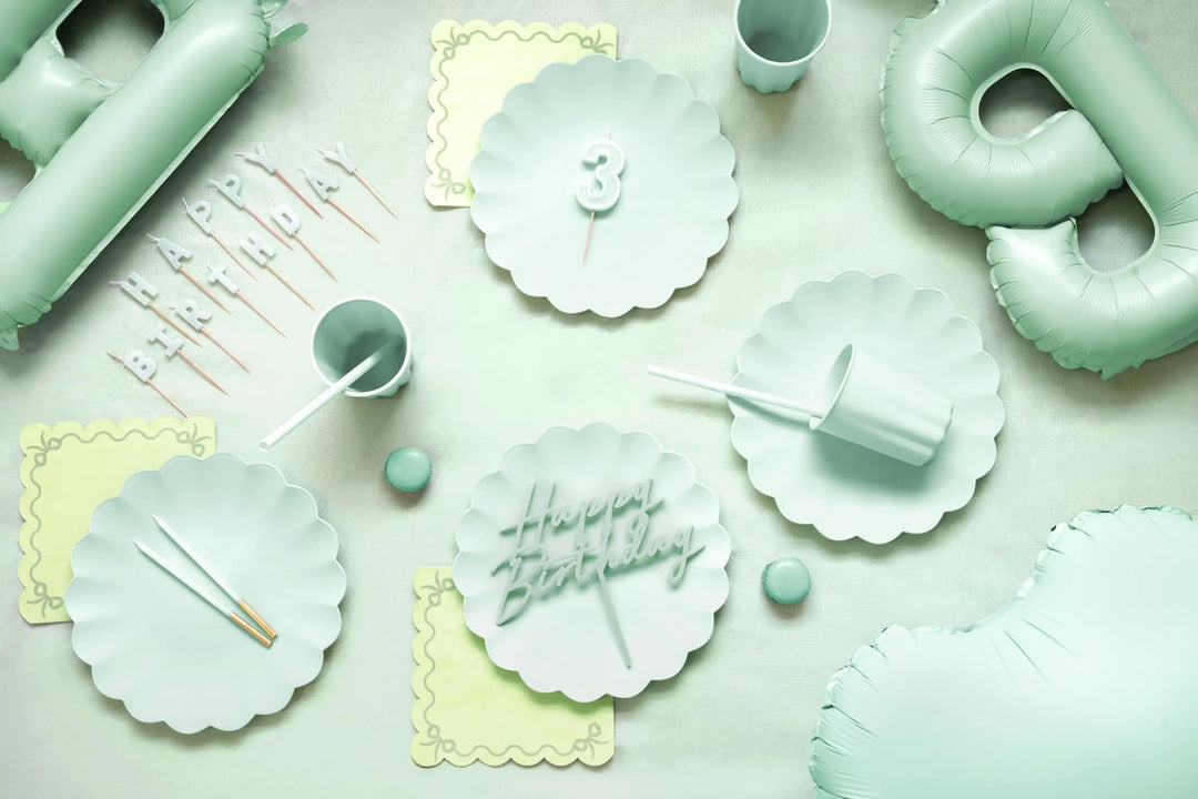 Pastel Green Happy Birthday Cake Topper - Reusable Mint Green Cake Decoration - Light Green Birthday Party Decor - Jolie Fete UK