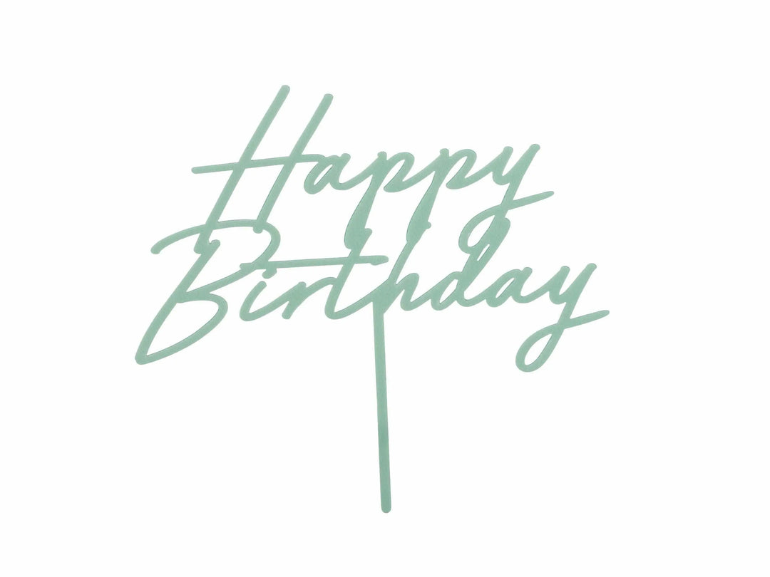 Pastel Green Happy Birthday Cake Topper - Reusable Mint Green Cake Decoration - Light Green Birthday Party Decor - Jolie Fete UK