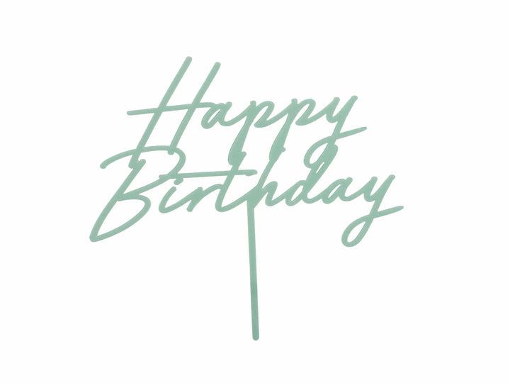 Pastel Green Happy Birthday Cake Topper - Reusable Mint Green Cake Decoration - Light Green Birthday Party Decor - Jolie Fete UK