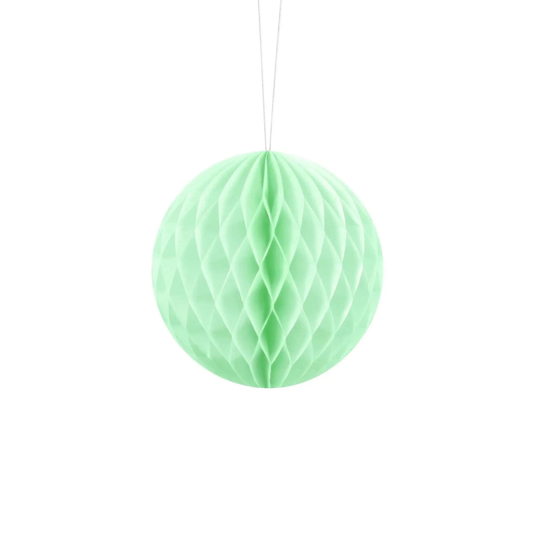 Pastel Green Honeycomb Ball - Mint Green Small Honeycomb Decoration - Light Green Birthday Party Decorations - 10cm Diameter - Jolie Fete UK