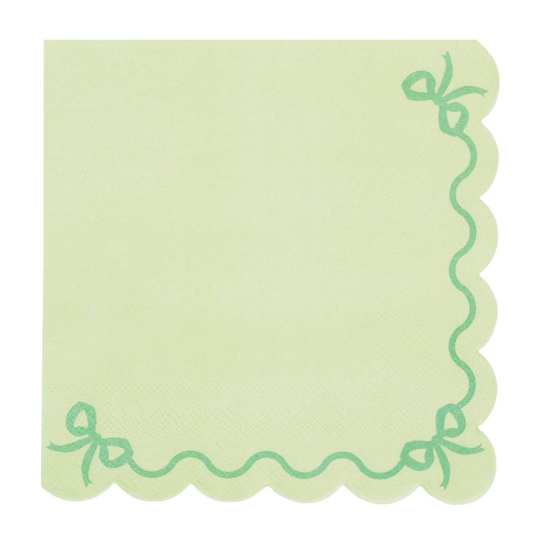 Pastel Green Napkins - Mint Green Party Paper Napkins - Light Green Birthday Party Tableware - Scallop Edge Design - Pack Of 12 - Jolie Fete UK
