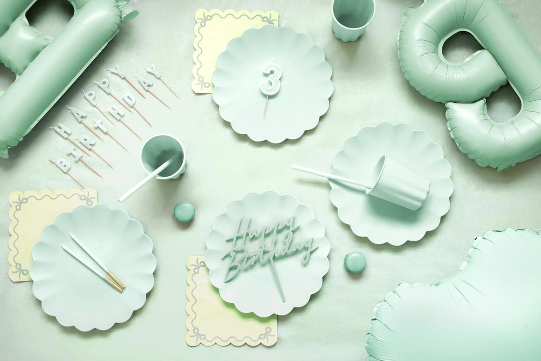 Pastel Green Reusable Cups - Mint Green Party Cups - Light Green Birthday Party Decorations - Picnic Plastic Cups - Pack Of 4 - Jolie Fete UK