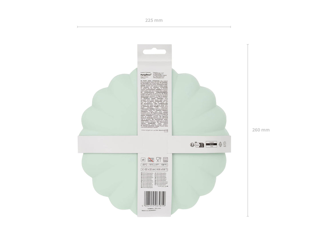 Pastel Green Reusable Plates - Mint Green Party Plates - Light Green Birthday Party Decorations - Picnic Plastic Plates - Pack Of 4 - Jolie Fete UK