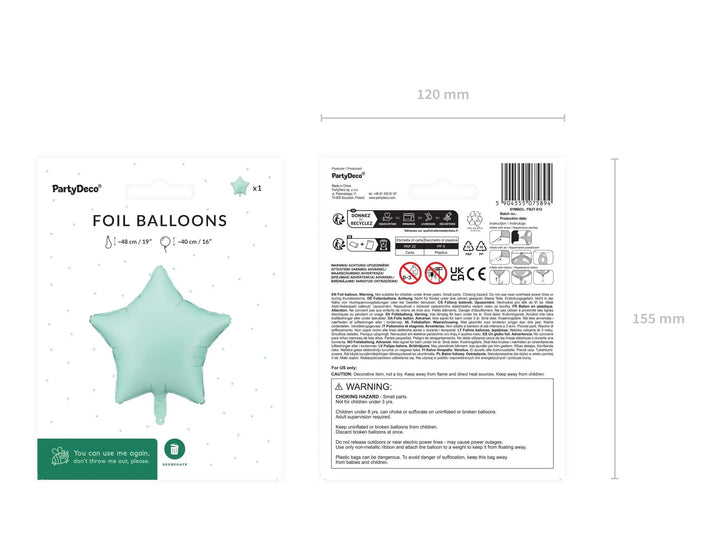Pastel Green Star Balloon - Star Shaped Foil Balloon - Mint Green Balloon - Light Green Birthday Party Decor - Baby Shower Balloon - Jolie Fete UK