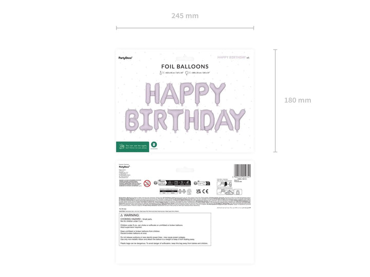 Pastel Lilac Happy Birthday Balloons - Light Violet Balloon - Pale Purple Birthday Party Decor - Jolie Fete UK