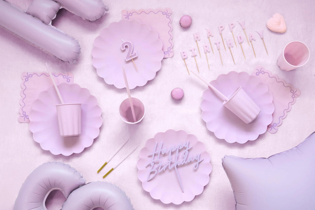 Pastel Lilac Napkins - Light Violet Party Paper Napkins - Pale Purple Birthday Party Tableware - Scallop Edge Design - Pack Of 12 - Jolie Fete UK