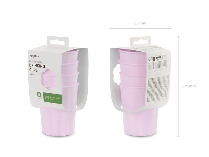 Pastel Lilac Reusable Cups - Light Violet Party Cups - Pale Purple Birthday Party Decorations - Picnic Plastic Cups - Pack Of 4 - Jolie Fete UK