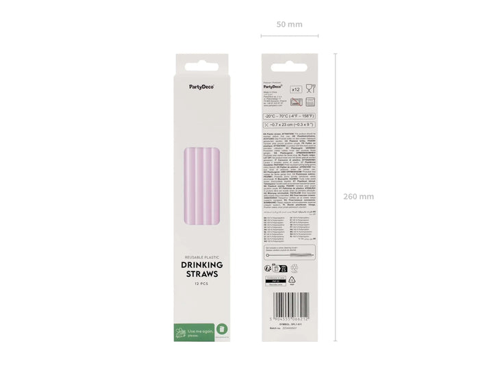 Pastel Lilac Reusable Straws - Light Violet Party Straws - Purple Birthday Party Tableware - Reusable Plastic Straws With Brush - Pack Of 12 - Jolie Fete UK