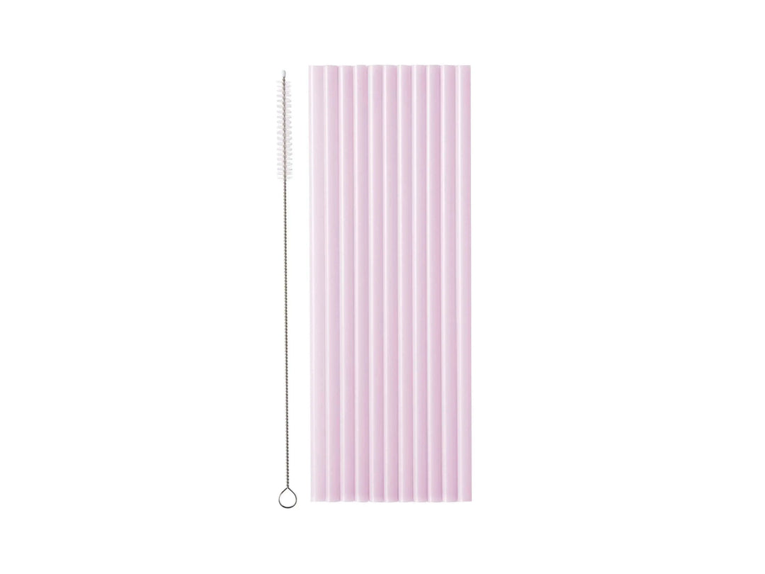 Pastel Lilac Reusable Straws - Light Violet Party Straws - Purple Birthday Party Tableware - Reusable Plastic Straws With Brush - Pack Of 12 - Jolie Fete UK