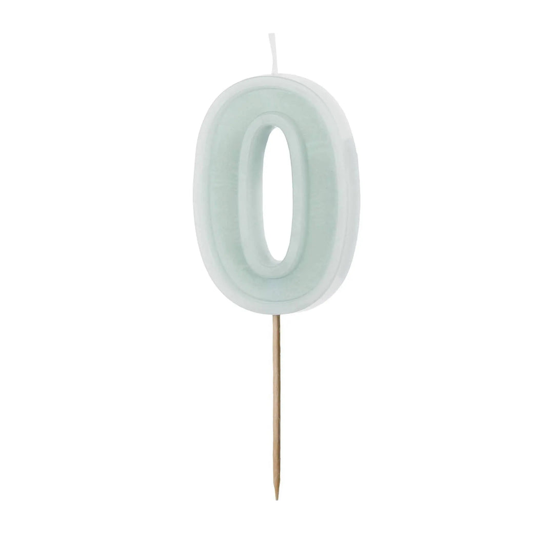 Pastel Minty Blue 0 Birthday Cake Candle - Light Mint Cake Decoration - Light Green Birthday Party Decor-Decades Candle-10th Birthday Candle - Jolie Fete UK