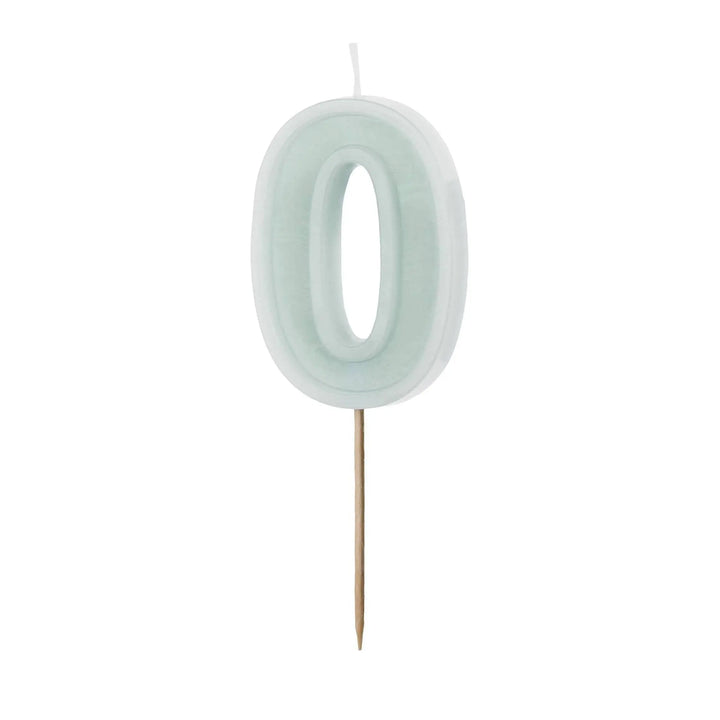 Pastel Minty Blue 0 Birthday Cake Candle - Light Mint Cake Decoration - Light Green Birthday Party Decor-Decades Candle-10th Birthday Candle - Jolie Fete UK