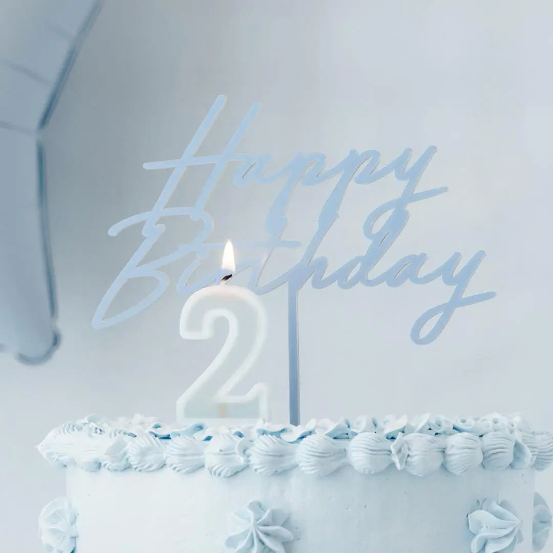 Pastel Minty Blue 0 Birthday Cake Candle - Light Mint Cake Decoration - Light Green Birthday Party Decor-Decades Candle-10th Birthday Candle - Jolie Fete UK