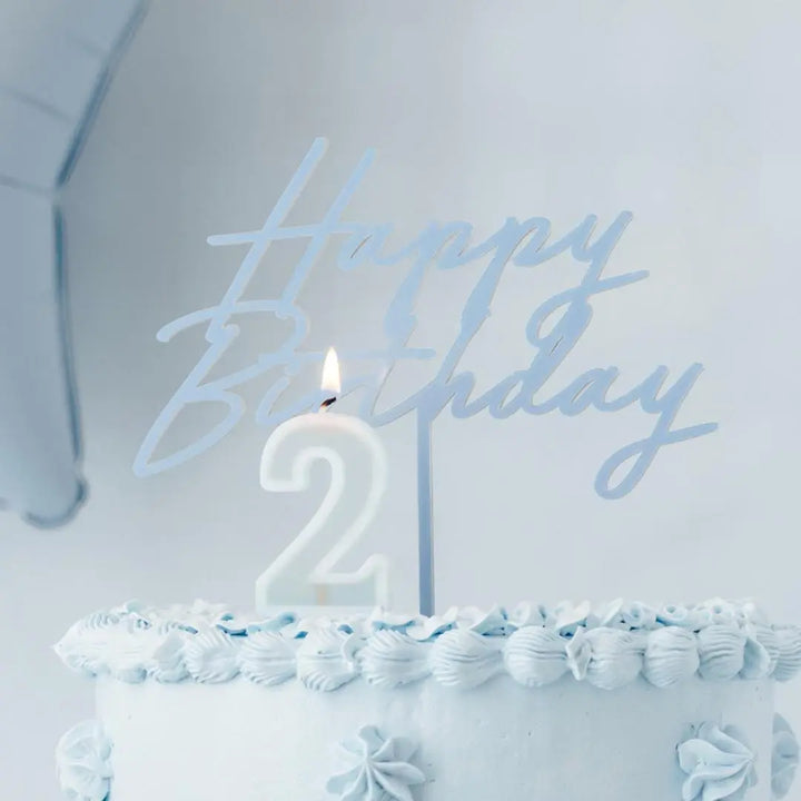 Pastel Minty Blue 2 Birthday Cake Candle - Mint Cake Decoration - Light Green Birthday Party Decor - 2nd / 21st Birthday Candle - Jolie Fete UK