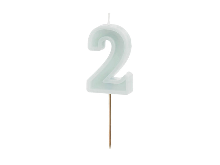 Pastel Minty Blue 2 Birthday Cake Candle - Mint Cake Decoration - Light Green Birthday Party Decor - 2nd / 21st Birthday Candle - Jolie Fete UK