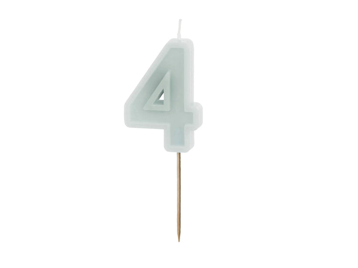 Pastel Minty Blue 4 Birthday Cake Candle - Mint Cake Decoration - Light Green Birthday Party Decor - 4th / 40th Birthday Candle - Jolie Fete UK