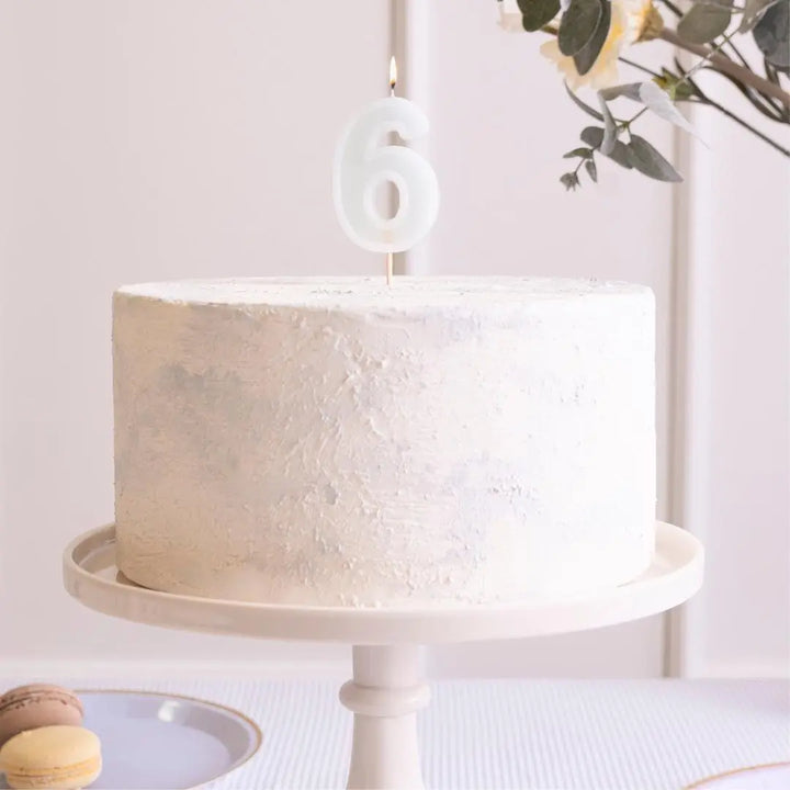 Pastel Minty Blue 6 Birthday Cake Candle - Mint Cake Decoration - Light Green Birthday Party Decor - 6th / 60th Birthday Candle - Jolie Fete UK