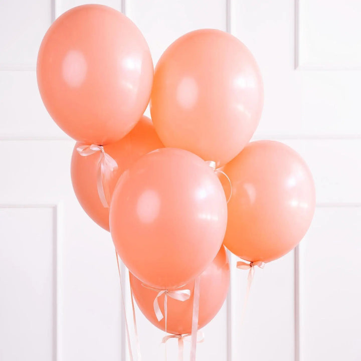 Pastel Peach 12" Strong Round Latex Balloons - Light Orange Colour - Matt Finish - Birthday Party Balloons - Baby Shower Balloons-Pack Of 10 - Jolie Fete UK