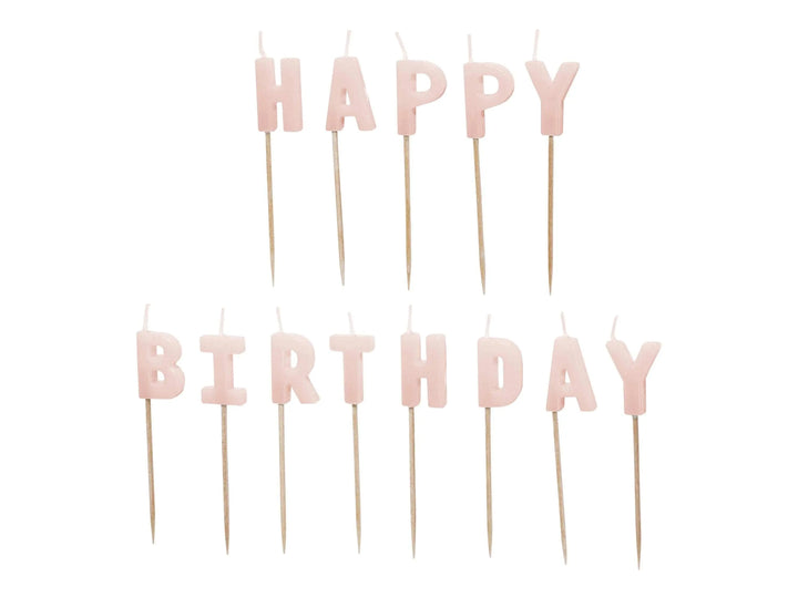 Pastel Pink Happy Birthday Cake Candles - Baby Pink Cake Decorations - Light Pink Birthday Party Decor - Jolie Fete UK