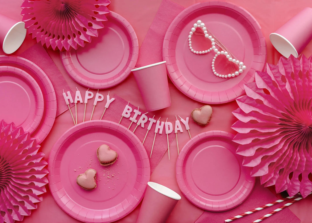 Pastel Pink Happy Birthday Cake Candles - Baby Pink Cake Decorations - Light Pink Birthday Party Decor - Jolie Fete UK
