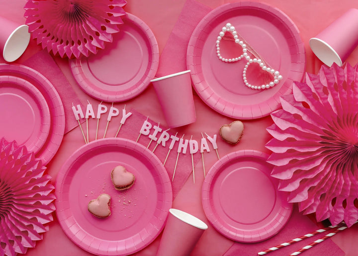Pastel Pink Happy Birthday Cake Candles - Baby Pink Cake Decorations - Light Pink Birthday Party Decor - Jolie Fete UK
