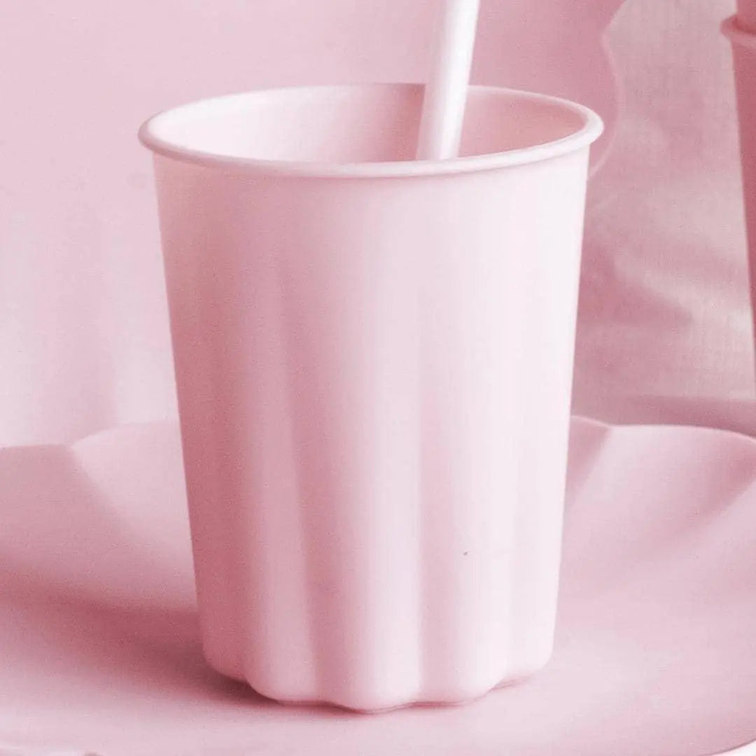 Pastel Pink Reusable Cups - Baby Pink Party Cups - Light Pink Birthday Party Decorations - Picnic Plastic Cups - Pack Of 4 - Jolie Fete UK