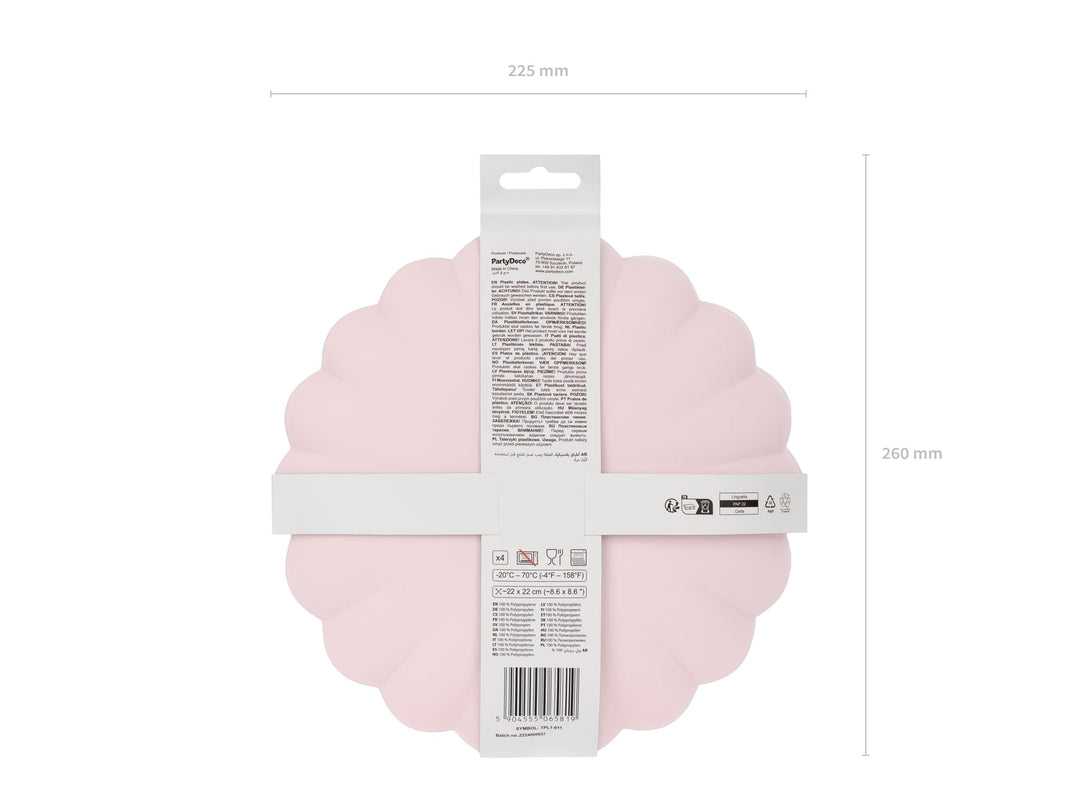 Pastel Pink Reusable Plates - Baby Pink Party Plates - Light Pink Birthday Party Decorations - Picnic Plastic Plates - Pack Of 4 - Jolie Fete UK